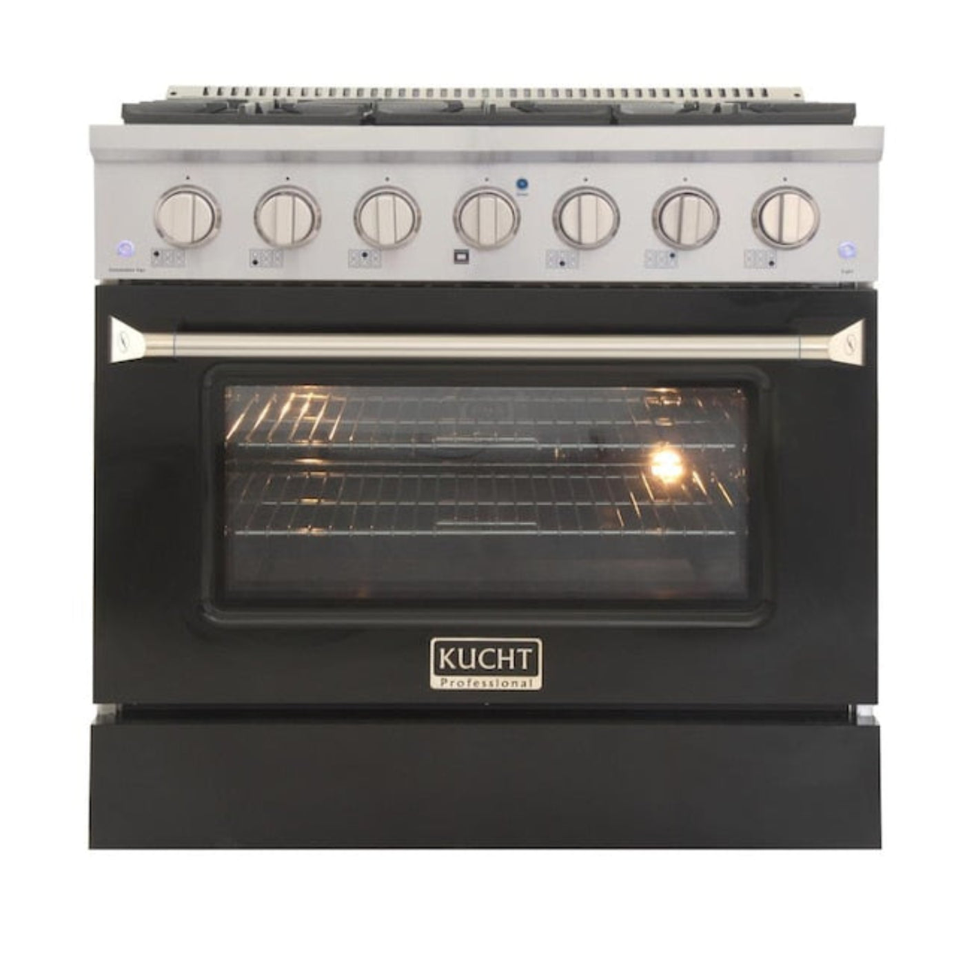 Kucht Professional 36 in. 5.2 cu ft. Natural Gas Range with Black Door and Silver Knobs - KNG361-K