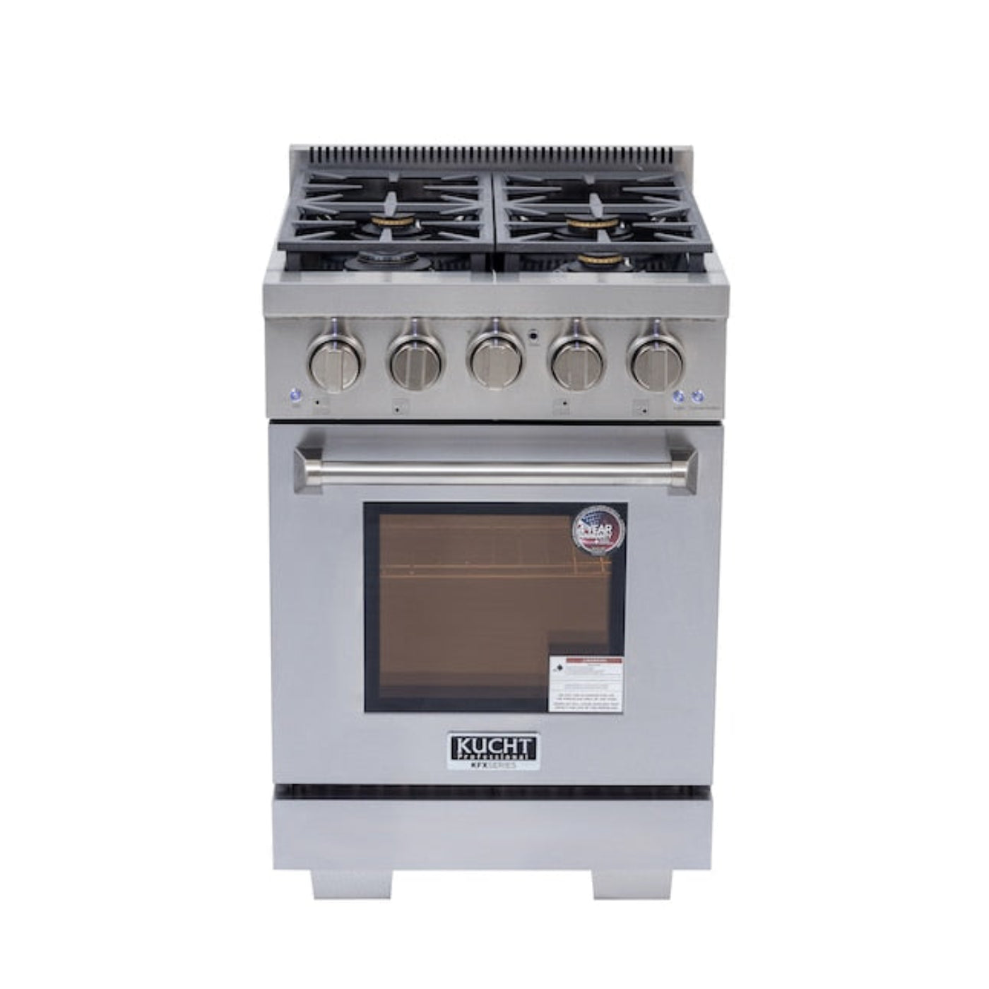 Kucht Professional 24" 2.5 cu. ft. Propane Gas Range in Stainless Steel with True Simmer Burners - KFX2400X/LP-S