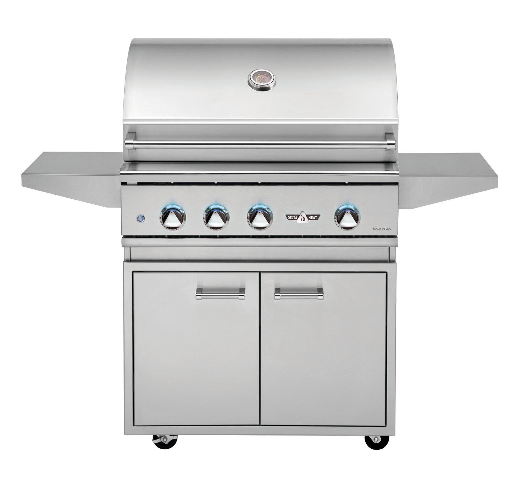 Delta Heat 32 Inch Propane Grill on Cart with Infrared Rotisserie and Sear Zone - DHGB32-C + DHBQ32RS-DL