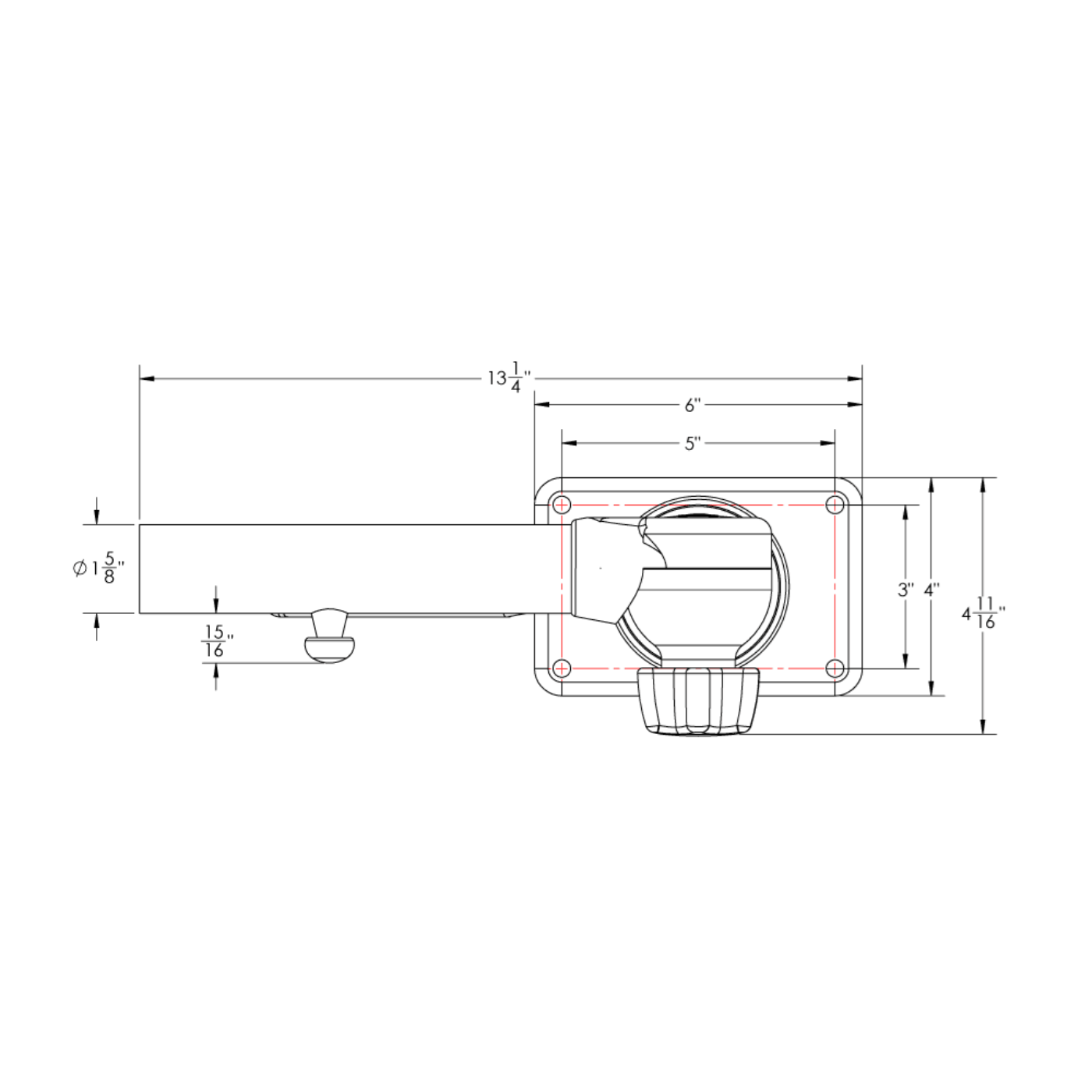 Taco Marine Grand Slam 2801 Mount with 30° Offset Handle for 1-1/2" Outrigger - Single GS-2801