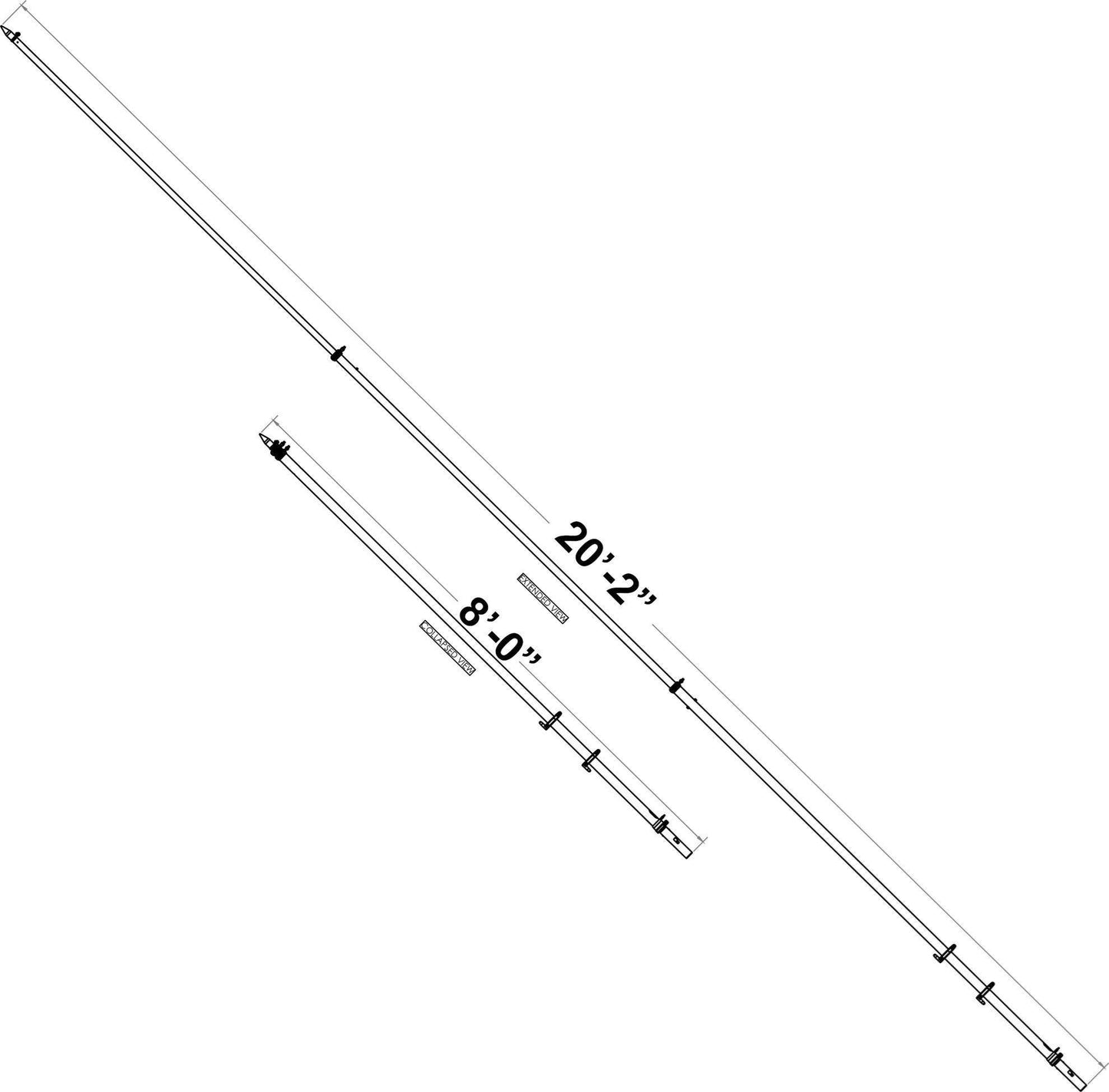 TACO Marine Combo Set 20' Carbon Fiber Outrigger Poles and Outrigger Mounts - OT-4200CF