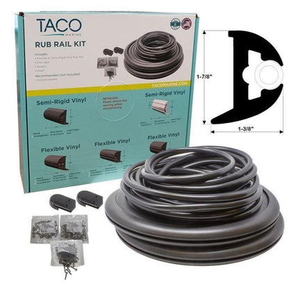 TACO Flex Vinyl Rub Rail Kit Black/Black Insert 70' X 1-7/8" x 1-1/16" - V11-2423BBK70-2