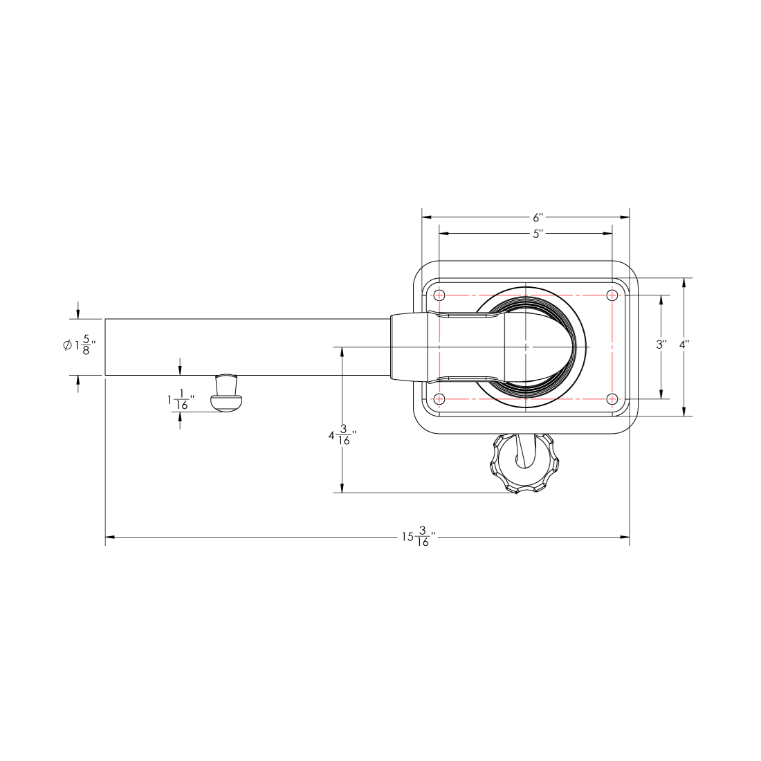 Taco Marine GS-312 / GS-314 Grand Slam 312 Center Rigger Mount 1 1/2" - GS-314