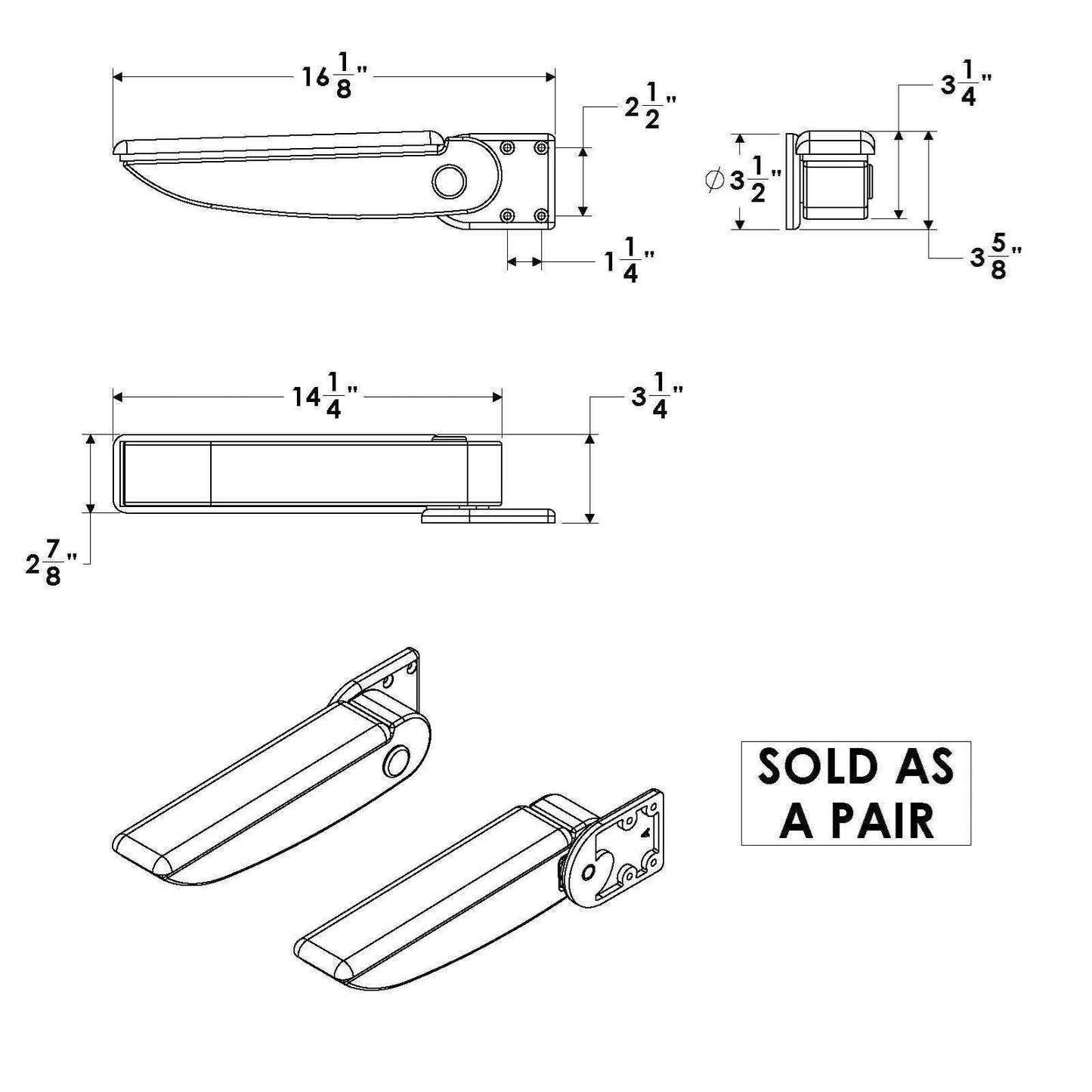 TACO Marine Armrest Straight Assembly (Pair) - K10-0003-PR