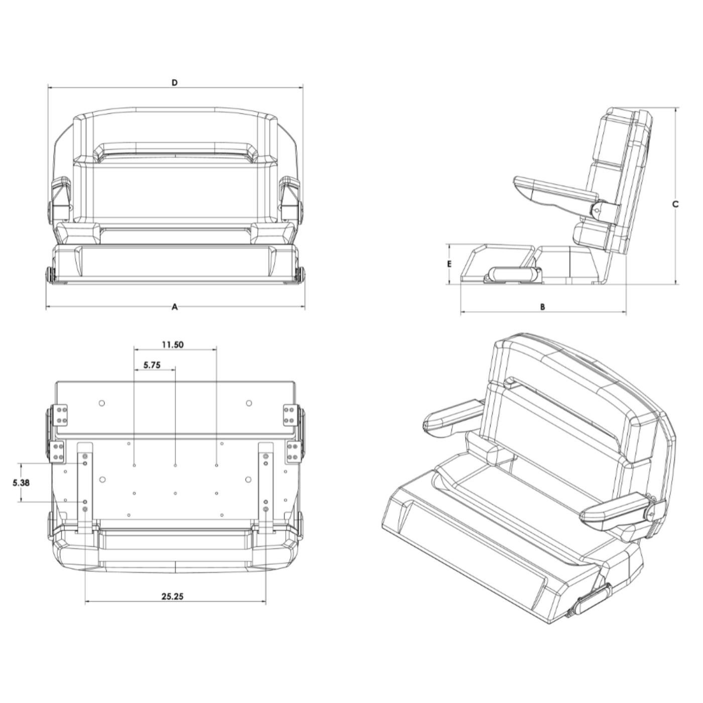 TACO Marine Capri Helm Bench HA1-36 - HA1-40