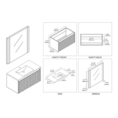 Blossom Paris 36 Inch Bathroom Vanity - V8008 36 15
