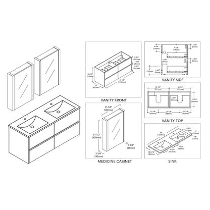 Blossom Valencia 48 Inch Bathroom Double Vanity - V8016 48 01D