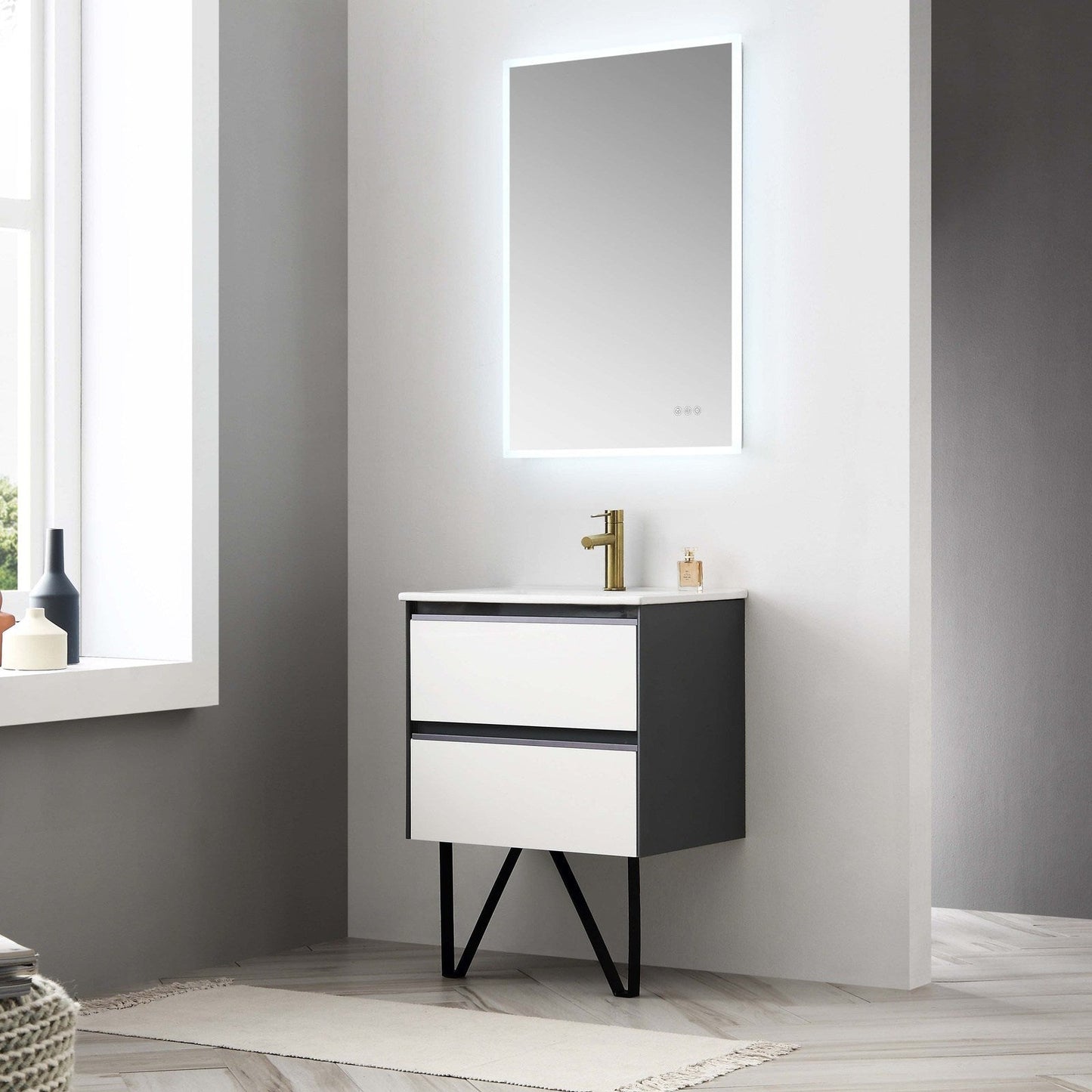 Blossom Berlin – 24 Inch Vanity – Glossy White & Glossy Grey - V8019 24 01
