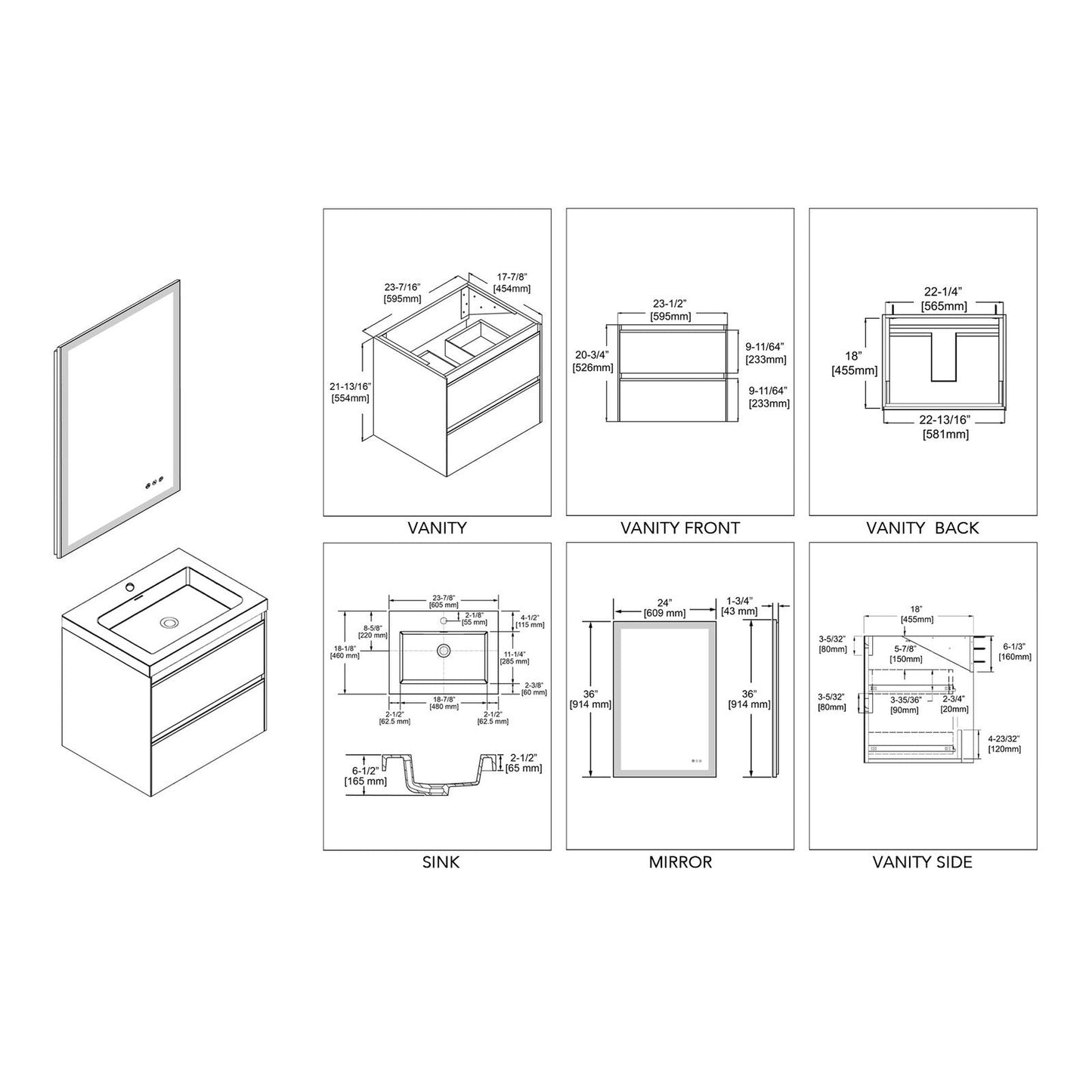 Blossom Berlin – 24 Inch Vanity – Glossy White & Glossy Grey - V8019 24 01