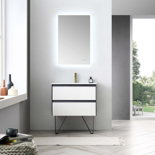 Blossom Berlin – 30 Inch Vanity – Glossy White & Glossy Grey - V8019 30 01