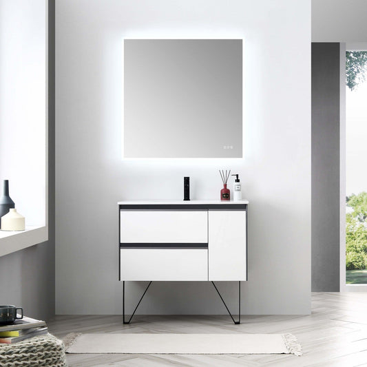 Blossom Berlin – 36 Inch Vanity – Glossy White & Glossy Grey - V8019 36 01
