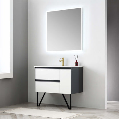 Blossom Berlin – 36 Inch Vanity – Glossy White & Glossy Grey - V8019 36 01