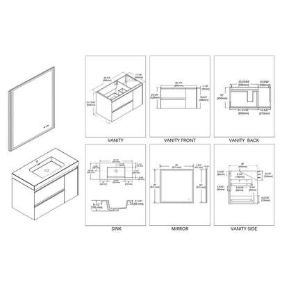 Blossom Berlin – 36 Inch Vanity – Glossy White & Glossy Grey - V8019 36 01