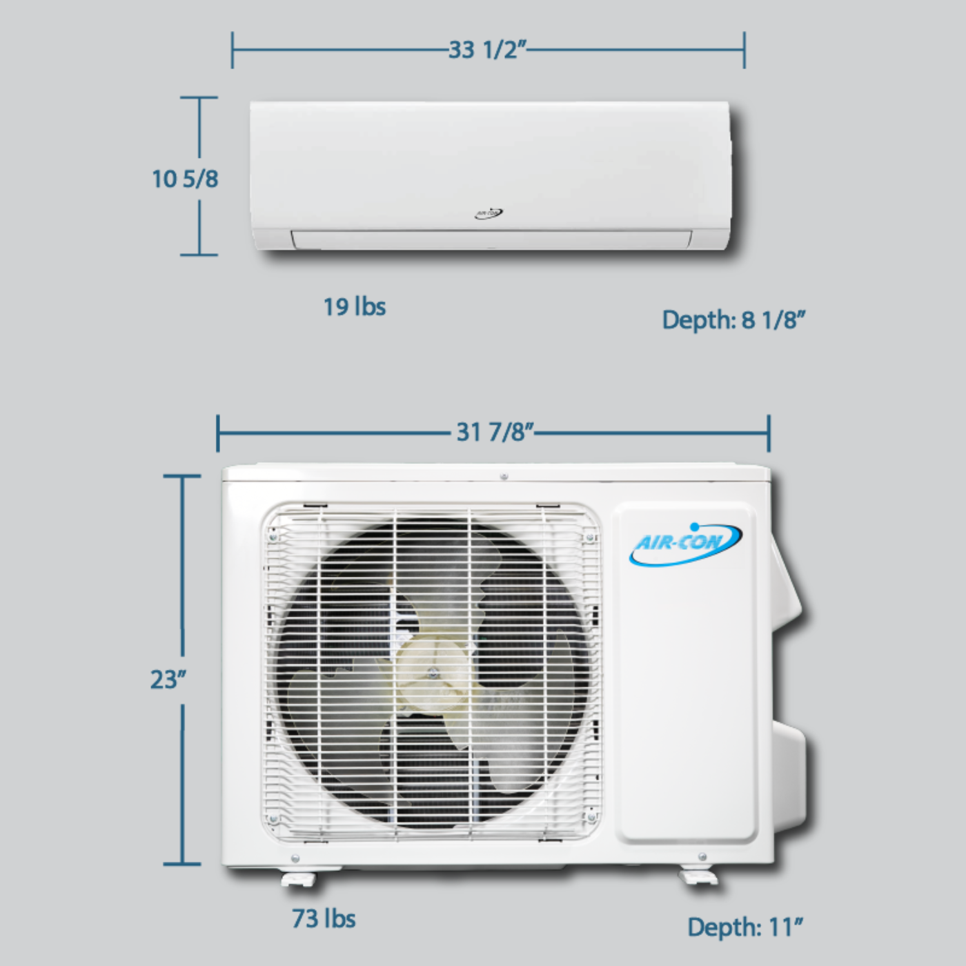 Air-Con Blue Hyper 12000 BTU 24 SEER Hyper Heat Mini Split Air Conditioner 15ft Lineset & Wiring - ABHCI/ABHEM4H4S12