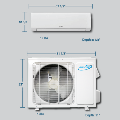 Air-Con Blue Hyper 12000 BTU 24 SEER Hyper Heat Mini Split Air Conditioner 15ft Lineset & Wiring - ABHCI/ABHEM4H4S12