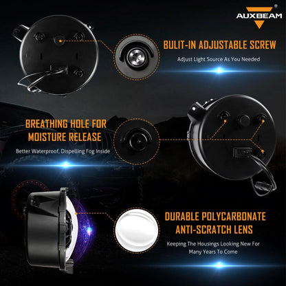 Auxbeam (2pcs/set) 9'' Round  100W LED light with Hi-Lo Beam & DRL for 2018-2022 Jeep Wrangler JL, 2019-2022 Gladiator JT - QP005944