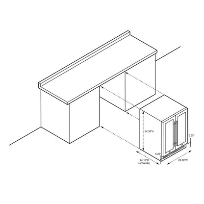 Newair - 24” 20-Bottle/60 Can Dual-Zone French Door Wine & Beverage Center NWB080SS00 w/ Beech Wood Shelves