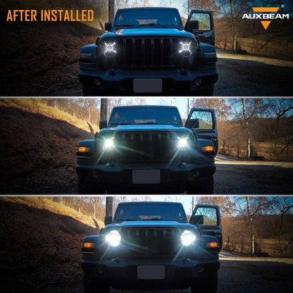 Auxbeam (2pcs/set) 9'' Round  100W LED light with Hi-Lo Beam & DRL for 2018-2022 Jeep Wrangler JL, 2019-2022 Gladiator JT - QP005944