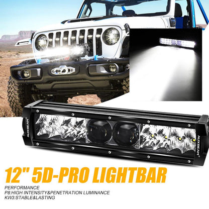 Auxbeam AR-800 RGB Switch Panel with APP+12 Inch 5D-PRO LED Light Bar, Toggle/ Momentary/ Pulsed Mode Supported - GP00012145