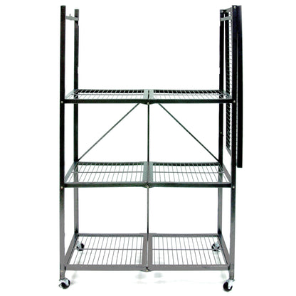 Origami 4 Tier Multipurpose Folding Storage Rack with Wheels, 4 Pack, Gray - 414443
