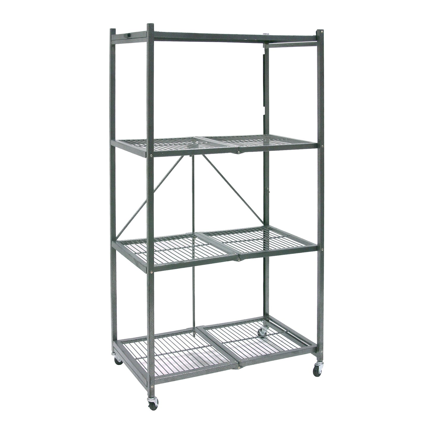 Origami 4 Tier Multipurpose Folding Storage Rack with Wheels, 4 Pack, Gray - 414443