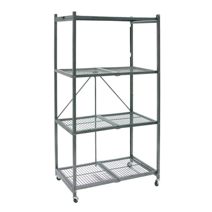 Origami 4 Tier Multipurpose Folding Storage Rack with Wheels, 4 Pack, Gray - 414443