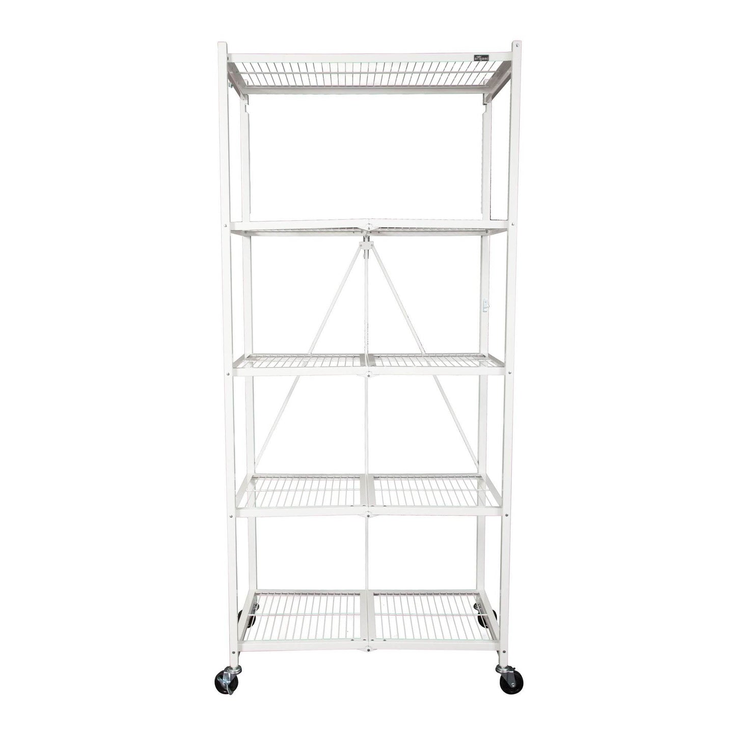 Origami 2 Pack Large Wheeled 5-Shelf Folding Steel Wire Shelving Rack, White - 415233
