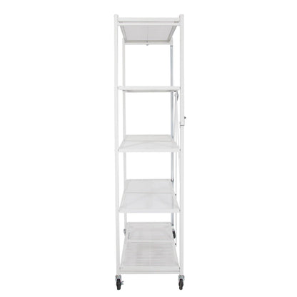 Origami 2 Pack Large Wheeled 5-Shelf Folding Steel Wire Shelving Rack, White - 415233