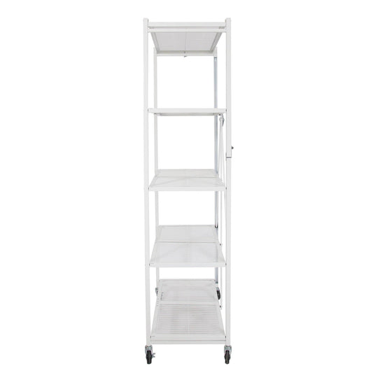 Origami 2 Pack Large Wheeled 5-Shelf Folding Steel Wire Shelving Rack, White - 415233