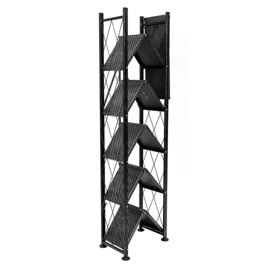 Origami 6 Tier Classic Steel Bookcase Organizer Storage Rack, Black (2 Pack) - 125949