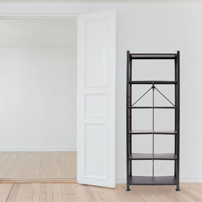 Origami 6 Tier Classic Steel Bookcase Organizer Storage Rack, Black (2 Pack) - 125949