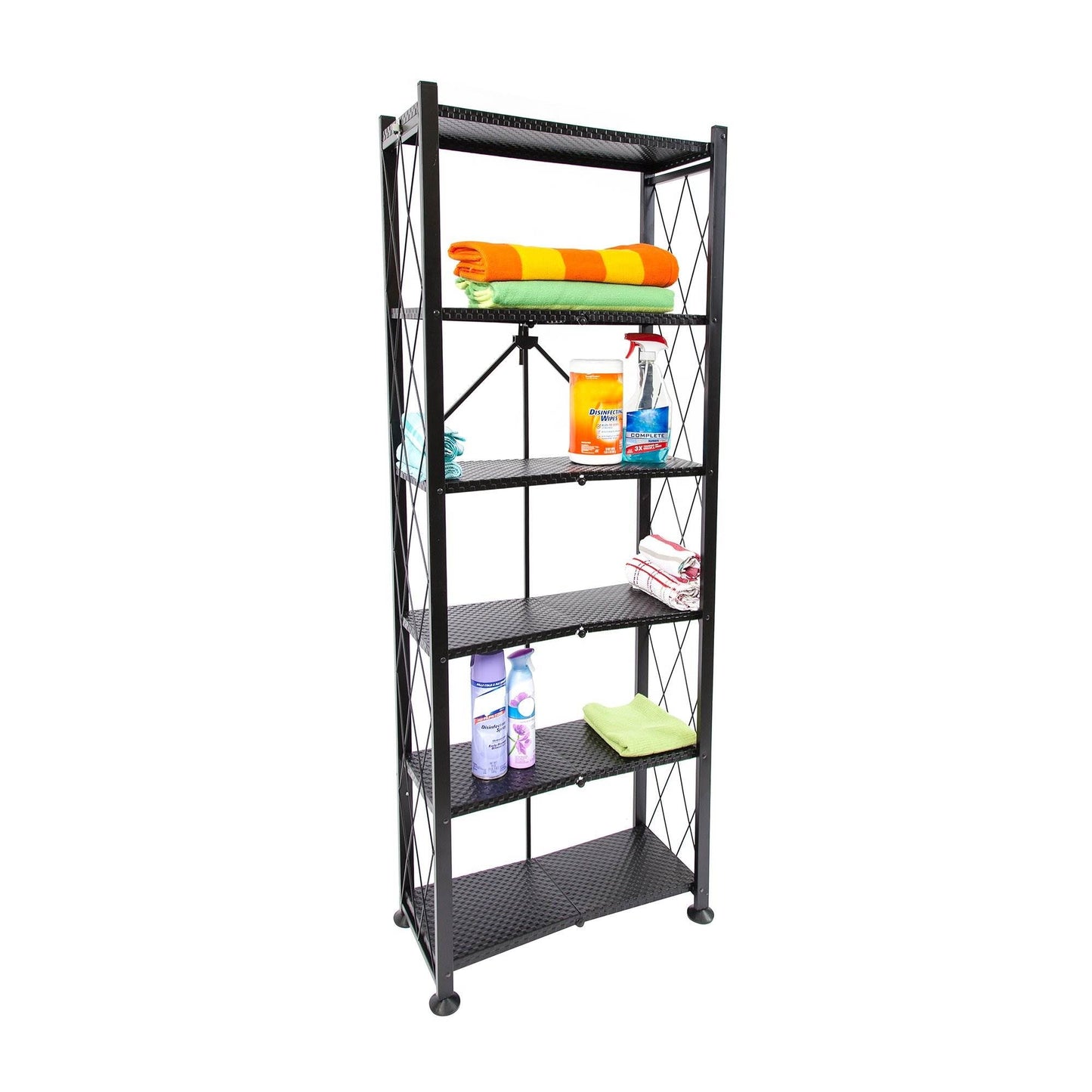 Origami 6 Tier Classic Steel Bookcase Organizer Storage Rack, Black (2 Pack) - 125949