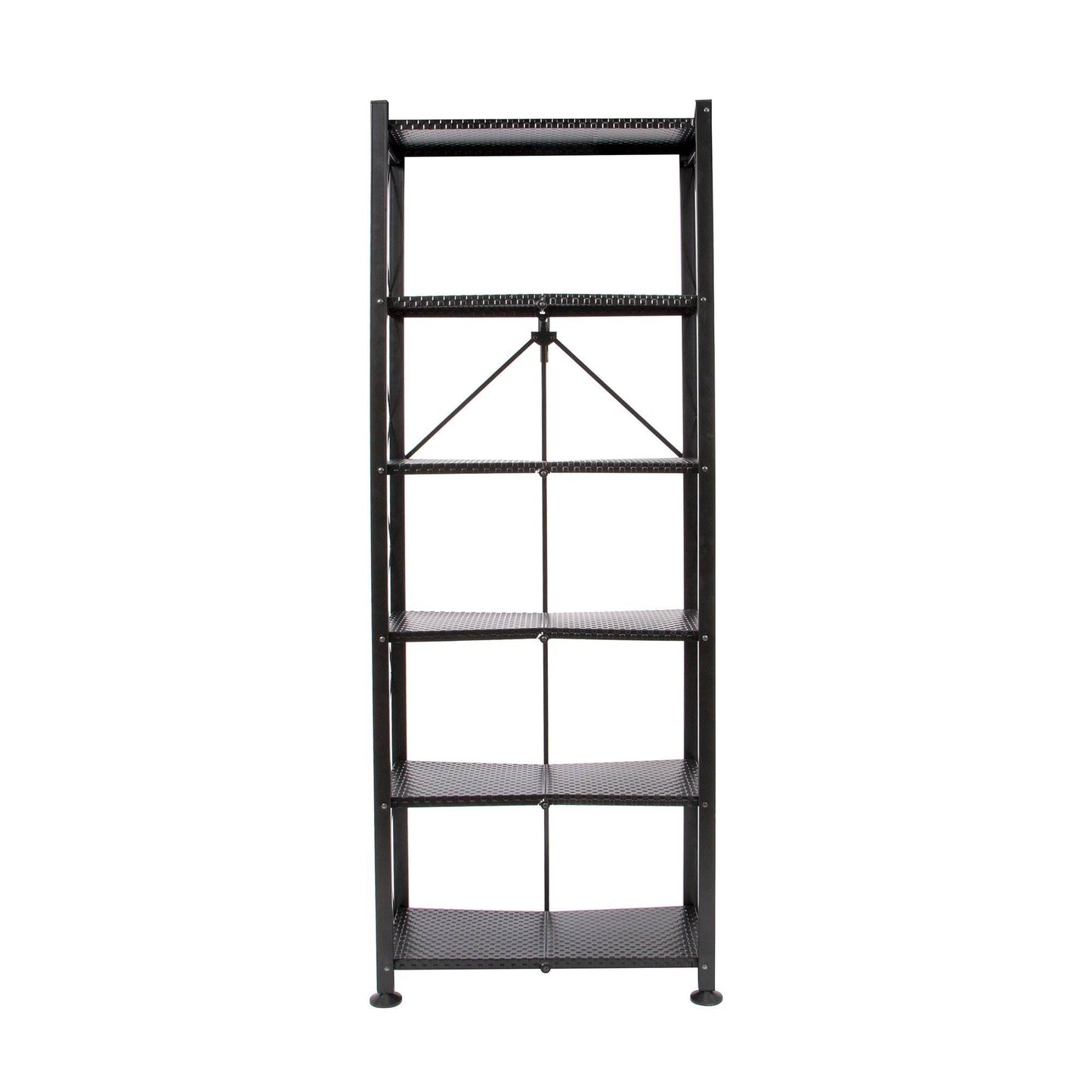 Origami 6 Tier Classic Steel Bookcase Organizer Storage Rack, Black (2 Pack) - 125949