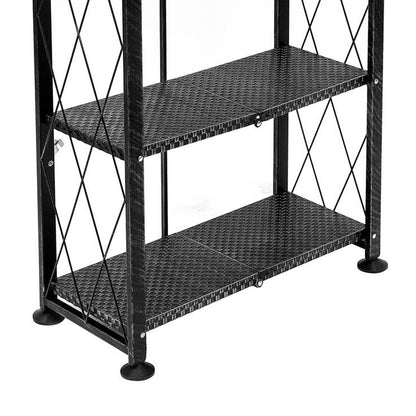 Origami 6 Tier Classic Steel Bookcase Organizer Storage Rack, Black (2 Pack) - 125949