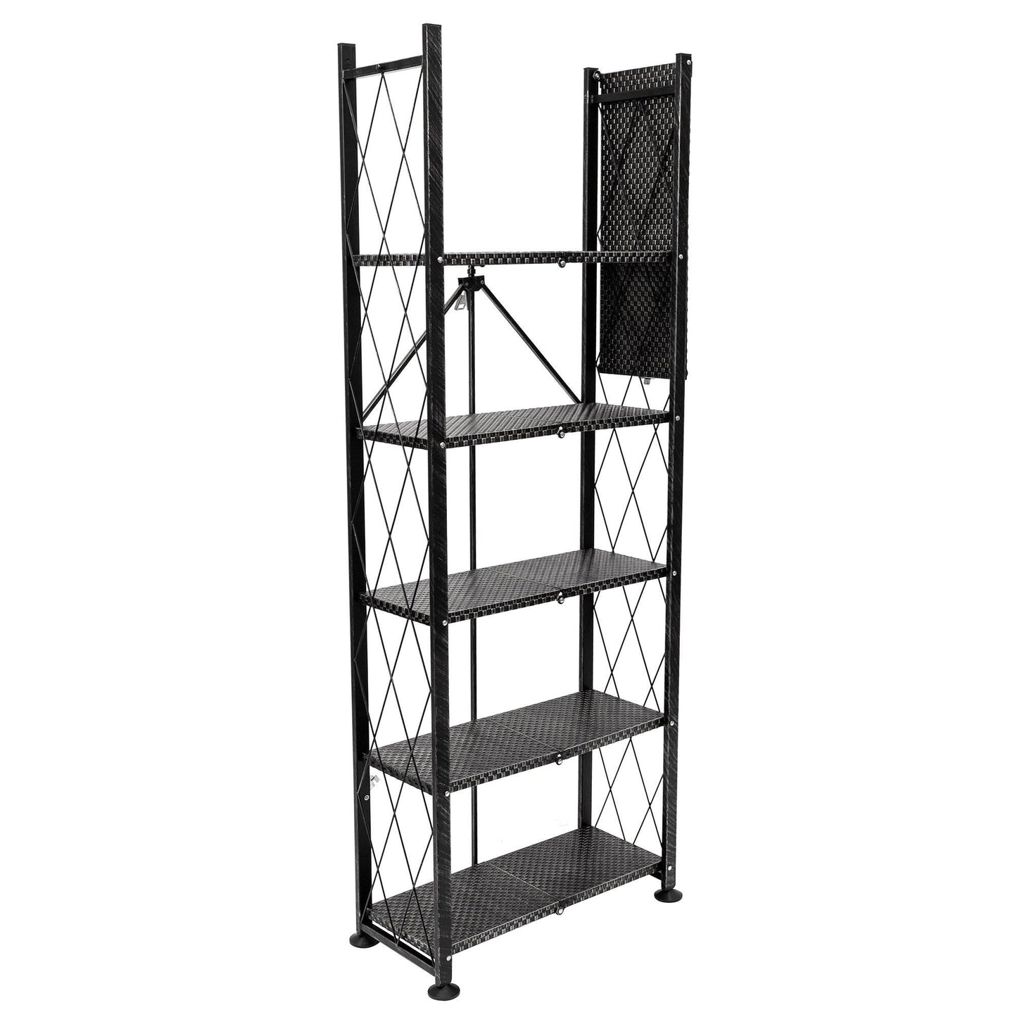 Origami 6 Tier Classic Steel Bookcase Organizer Storage Rack, Black (2 Pack) - 125949
