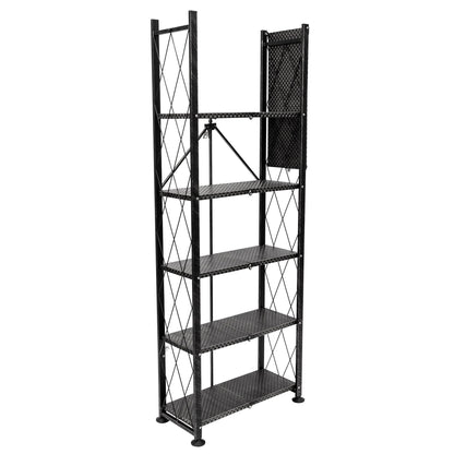 Origami 6 Tier Classic Steel Bookcase Organizer Storage Rack, Black (2 Pack) - 125949