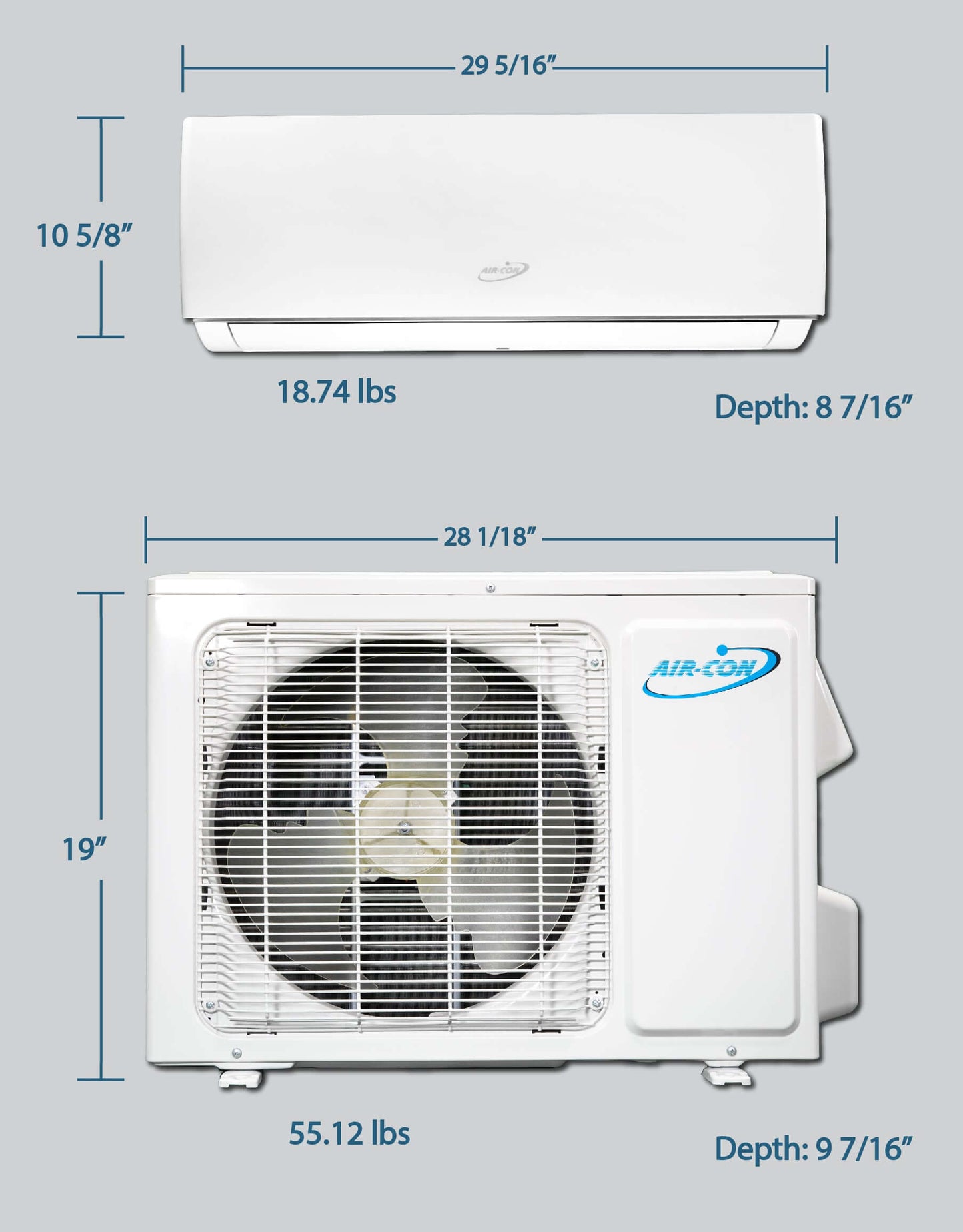 Air-Con Serene Series 9000 BTU 16 SEER Mini Split Air Conditioner 15ft Lineset & Wiring - ASRCI/EM4H4S09