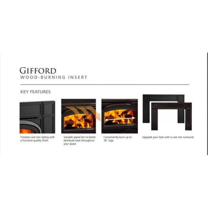 Vermont Castings Gifford Cast Iron Wood Burning Fireplace Insert - GIFFORD-CB