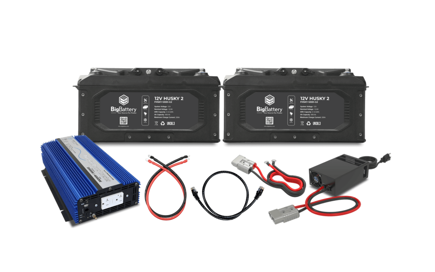 Big Battery 12V 2X HUSKY 2 KIT – AIMS + CHARGER - K0744