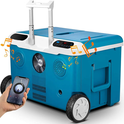 AOBOSI 12v Fridge With Buit-in Bass Speaker and Battery 42qt - UL-SU-PG36E-BU