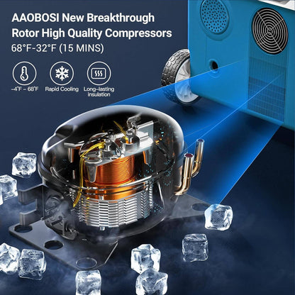 AOBOSI 12v Fridge With Buit-in Bass Speaker and Battery 42qt - UL-SU-PG36E-BU