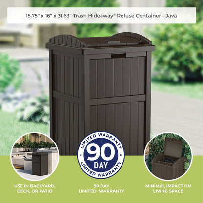 Suncast Trash Hideaway Outdoor 33 Gallon Garbage Waste Can Bin, Java (10 Pack) - 173821