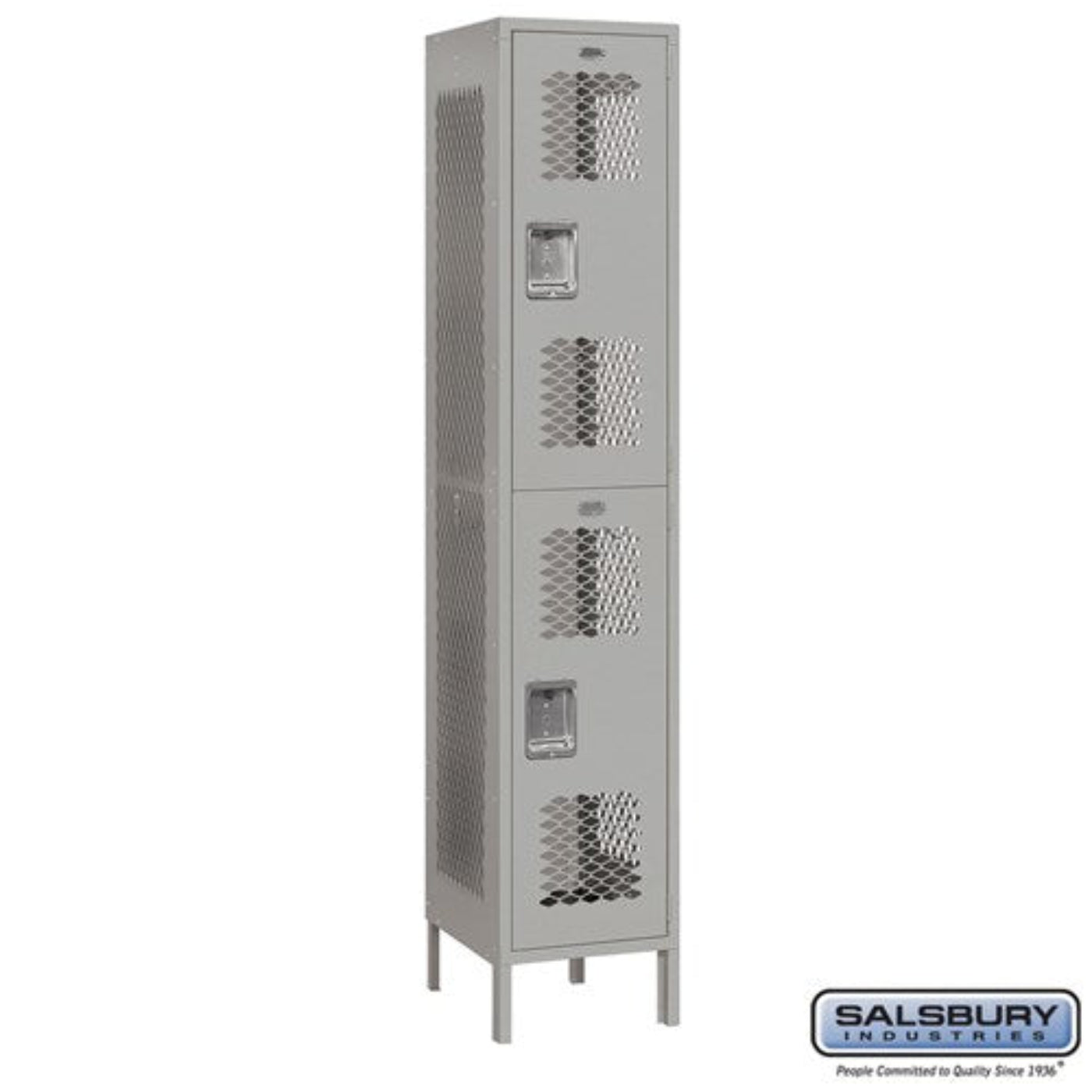 Salsbury 15" Wide Double Tier Vented Metal Locker - 1 Wide - 82165GY-A