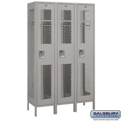 Salsbury 15" Wide Single Tier Vented Metal Locker - 3 Wide - 81365GY-A