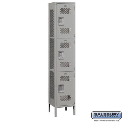 Salsbury 15" Wide Triple Tier Vented Metal Locker - 1 Wide - 83165BL-A