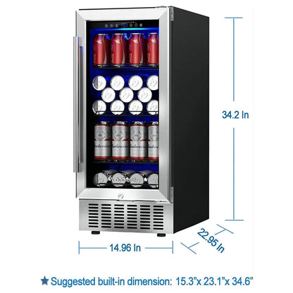 AOBOSI 15 inch Beverage Refrigerator 100 Cans - ‎JC-85C