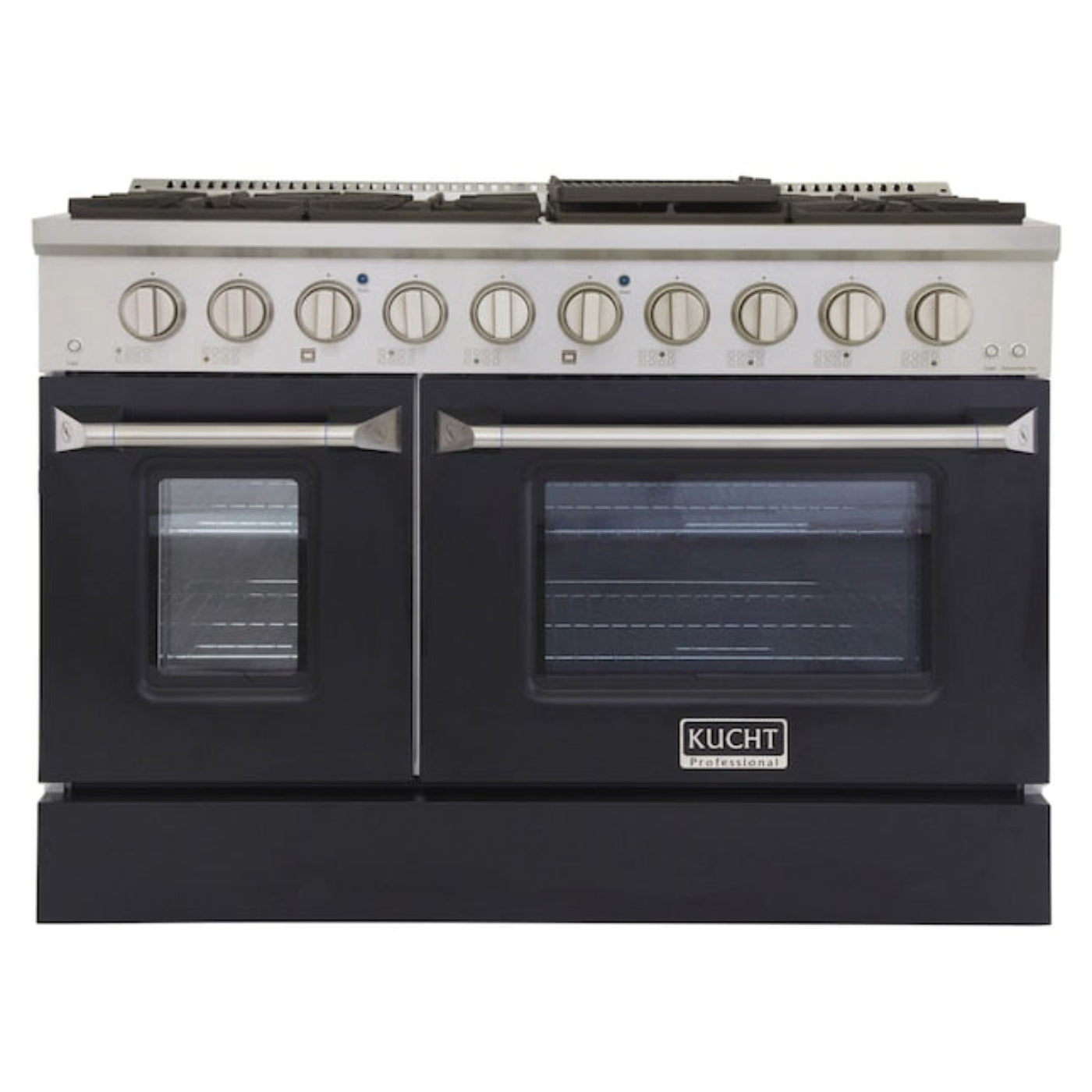Kucht Professional 48 in. 6.7 cu ft. Natural Gas Range with Black Door and Silver Knobs, -  KNG481-K