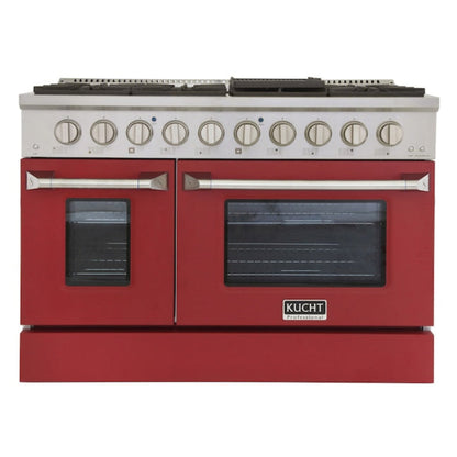 Kucht 48" Pro-Style Natural Gas Dual Fuel Range with 4 Burners in Red -  KDF482-R