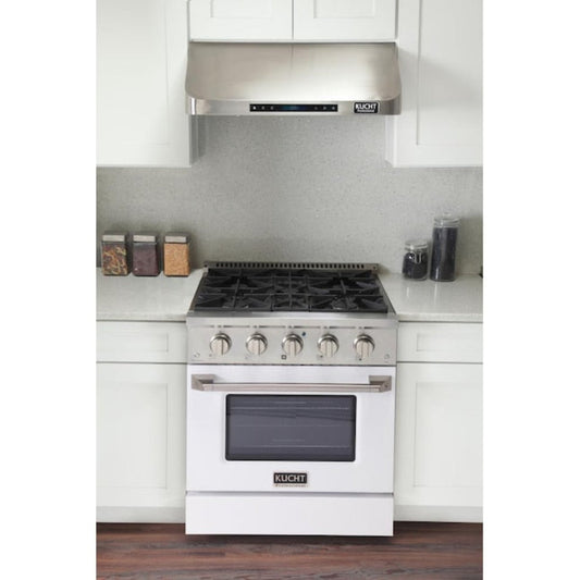 Kucht Professional 30 in. 4.2 cu ft. Propane Gas Range with White Door and Silver Knobs, KNG301/LP-W - KNG301/LP-W