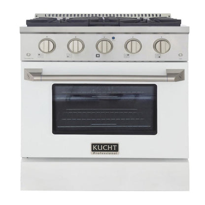 Kucht 30" Pro-Style Propane Gas Dual Fuel Range with 4 Burners in White, -  KDF302/LP-W